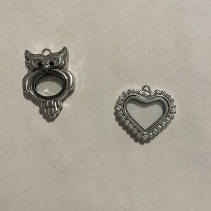 Silver Brooches with Heart Key and Cross Designs